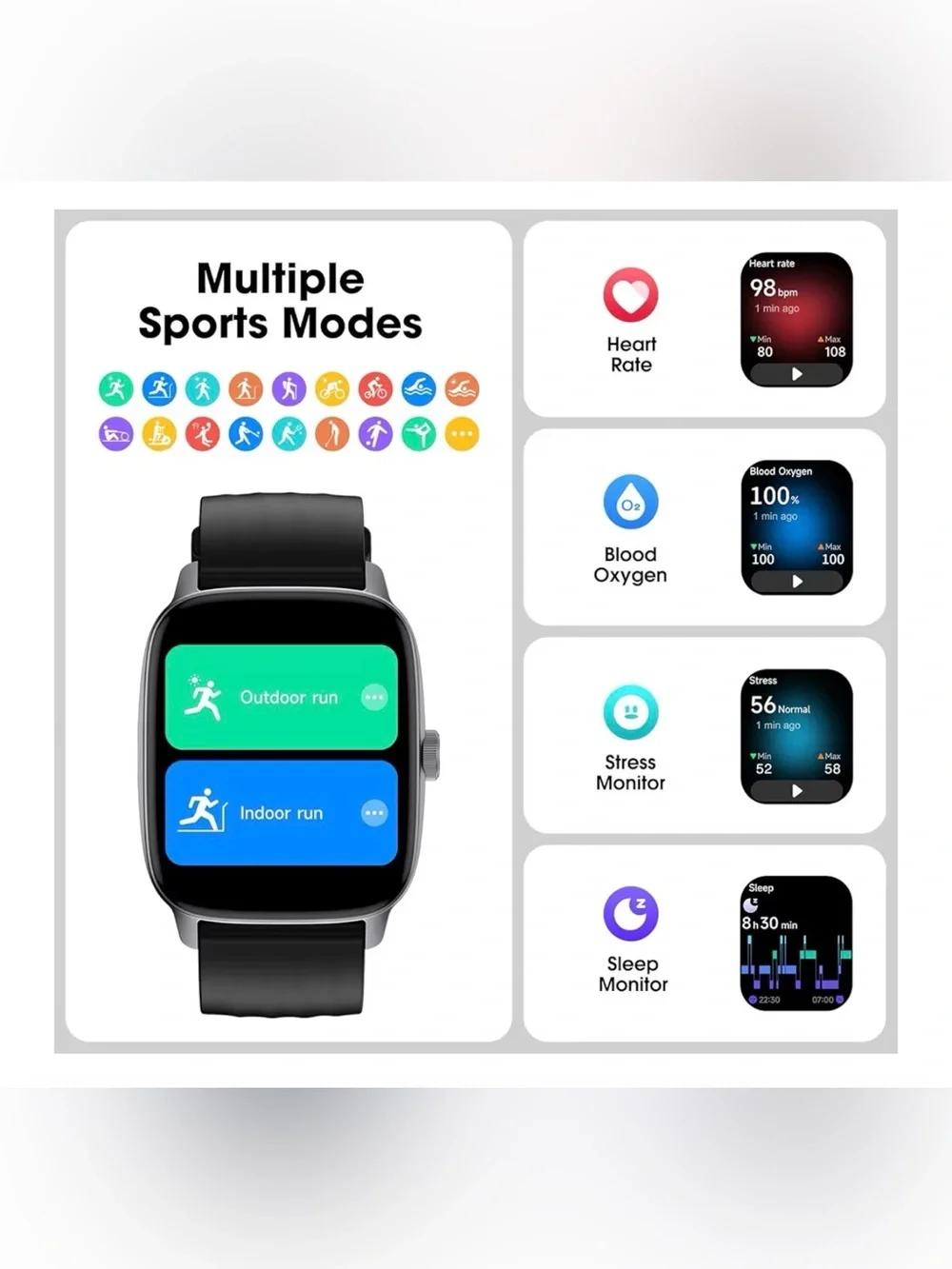 Smart Fitness Watch - Black